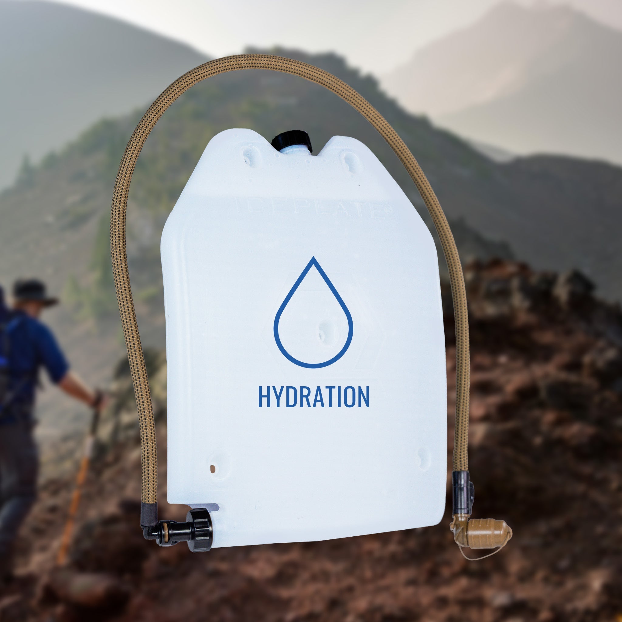 QORE PERFORMANCE® ICEPLATE® Gen 3 Plate Carrier Water Bladder (52.4 oz. / 1550ml) - Coyote Brown, Drinkable + Cooling & Warming