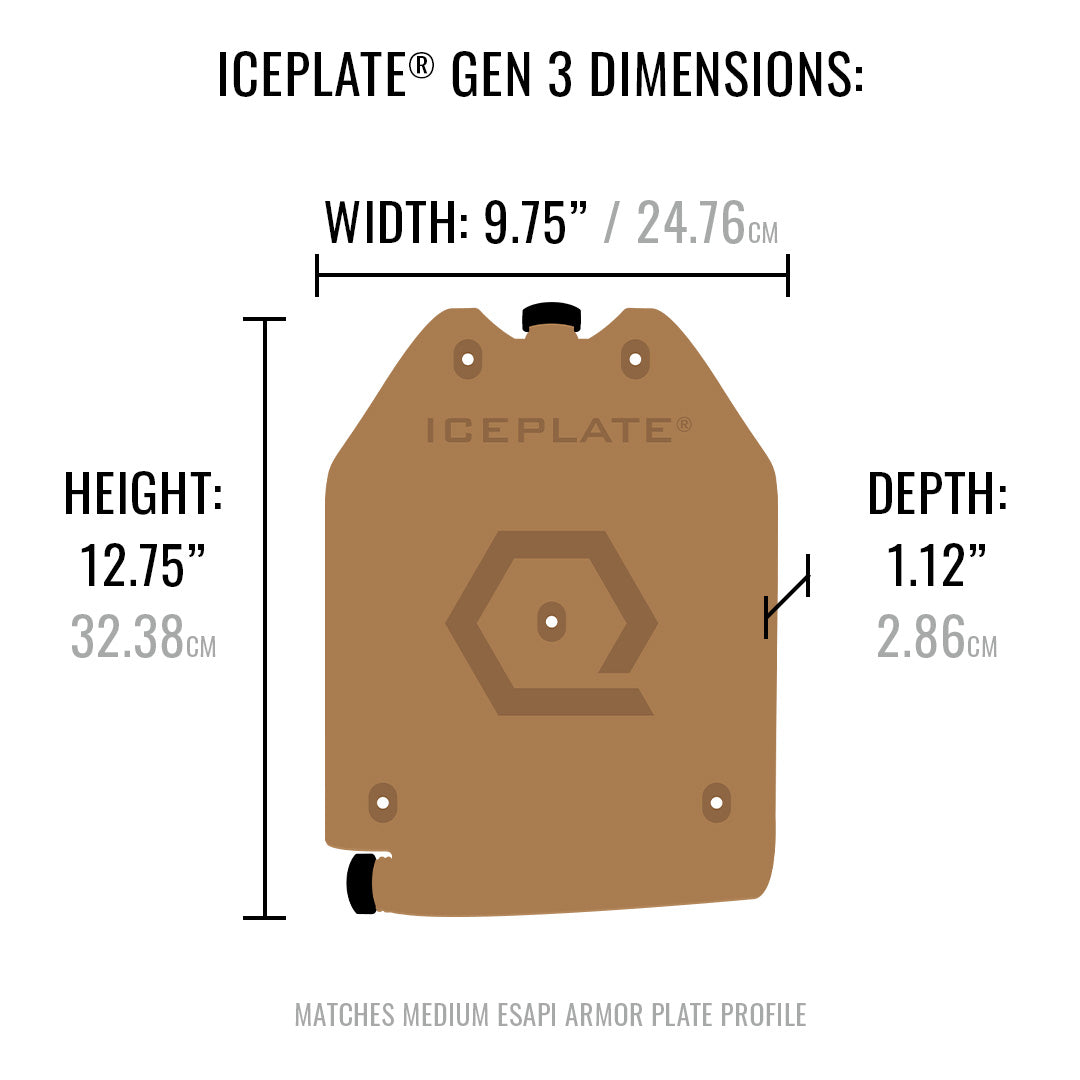 QORE PERFORMANCE® ICEPLATE® Gen 3 Plate Carrier Water Bladder (52.4 oz. / 1550ml) - Coyote Brown, Drinkable + Cooling & Warming